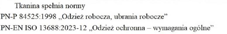 Tkanina spełnia normy Tkanina spełnia normy